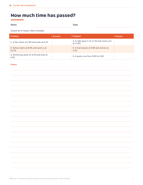 Preview of Elapsed Time Worksheets Printable